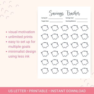 Piggy Bank Savings Tracker Printable, Kids & Adults (digital Download ...