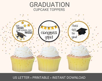 Graduation printable cupcake toppers, Graduation party decor, Graduation party favor stickers or tags