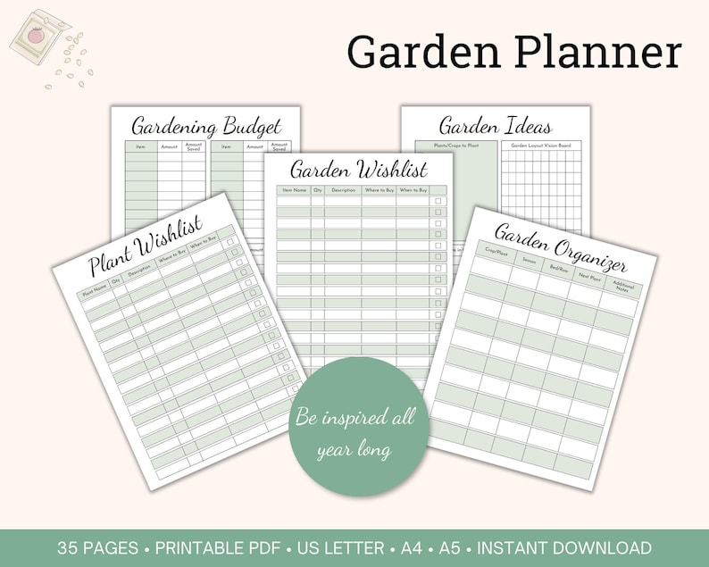 Garden Planner printable bundle for Vegetable and Flower Garden Organization, Homestead Gardening planner, Gardening Journal printable