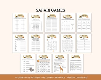 Safari-verjaardagsspellen, afdrukbare klasactiviteiten (pdf)