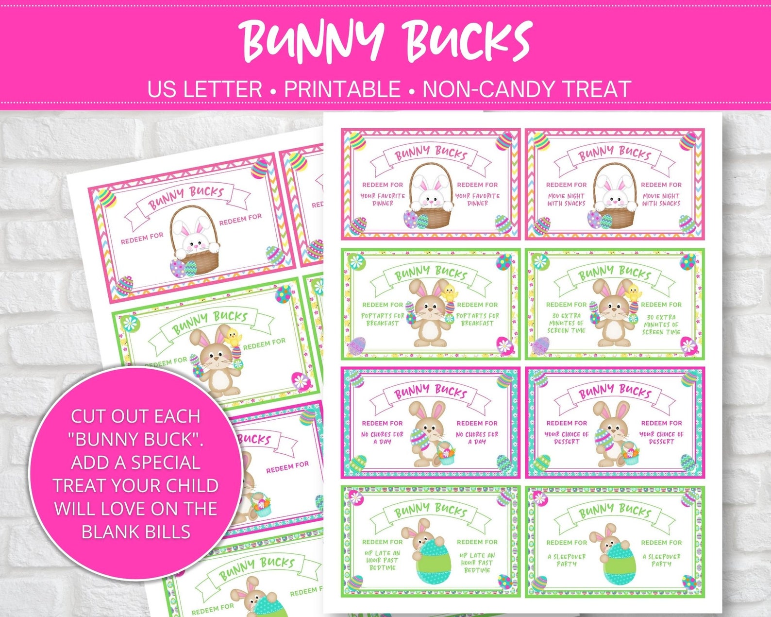 Bunny Bucks Printable Coupons for Kids Easter Baskets - Etsy