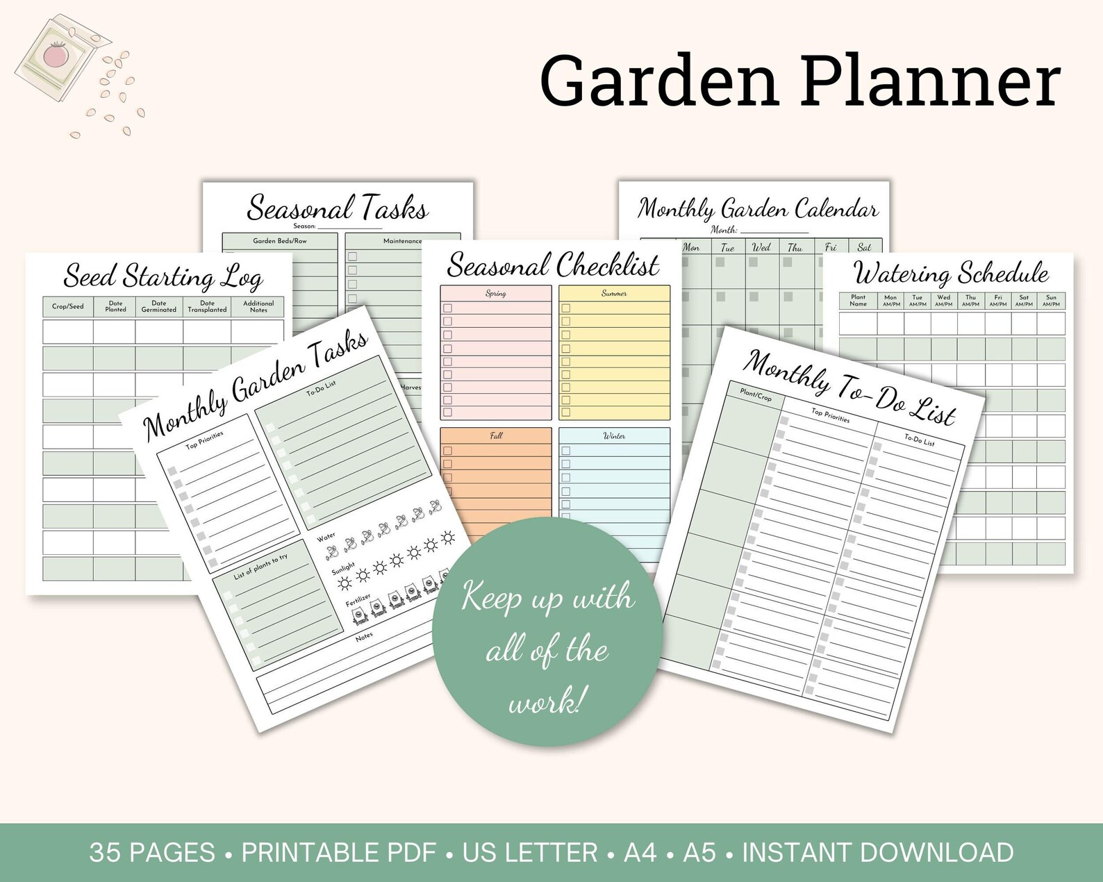 Printable Garden Planner Bundle, Vegetable Flower Garden Organization ...