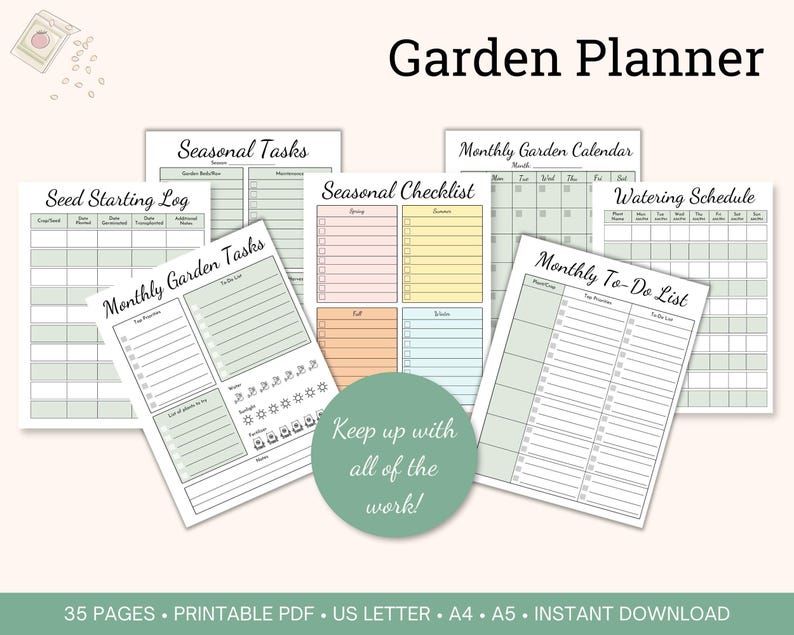 Garden Planner printable bundle for Vegetable and Flower Garden Organization, Homestead Gardening planner, Gardening Journal printable