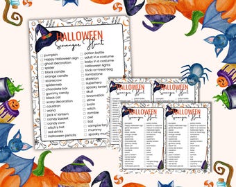 Halloween Scavenger Hunt Game, Printable Party Activity (PDF)