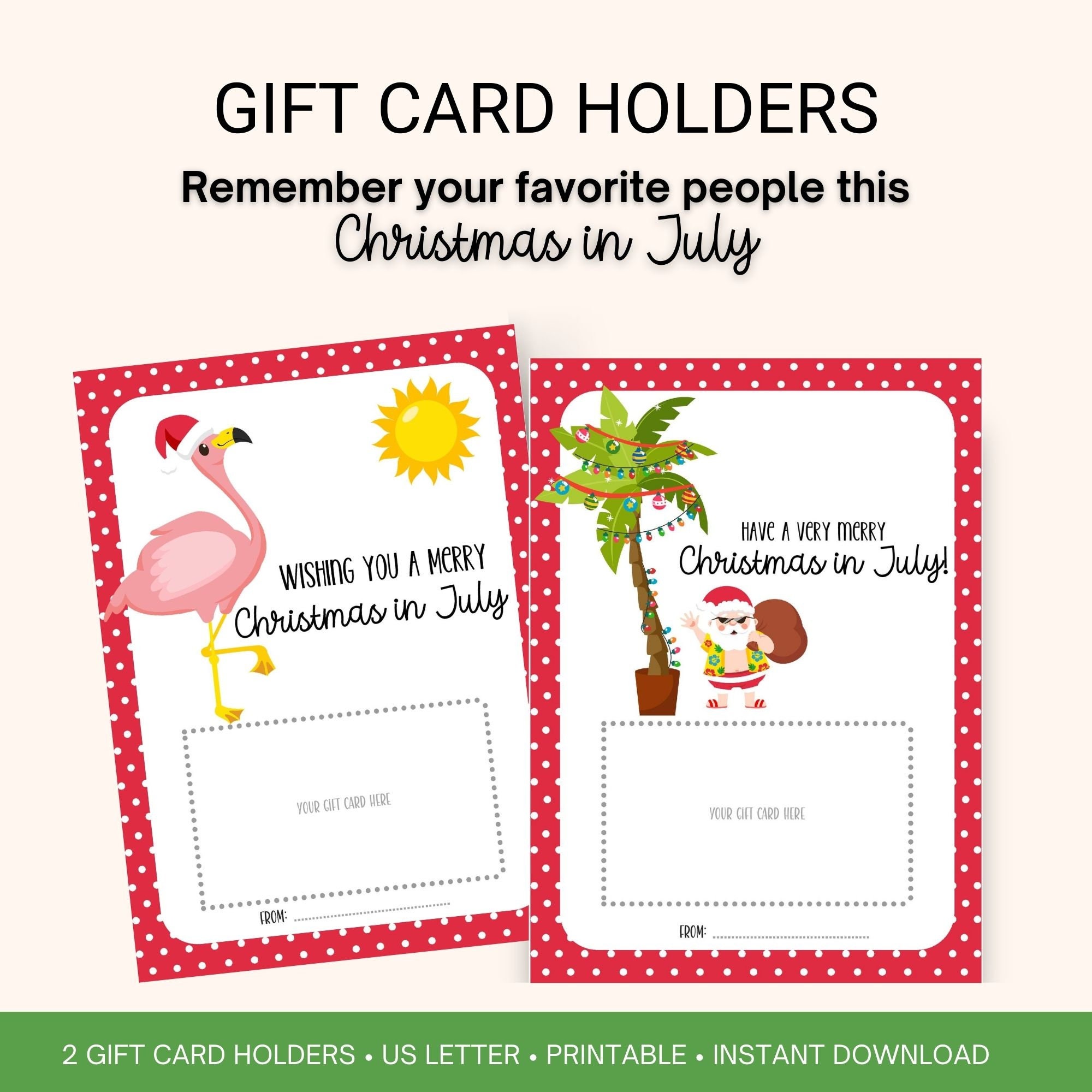 christmas in july printable gift card holder, co-worker gift