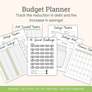 Printable Budget Planner Bundle | Finance & Savings Trackers (PDF)