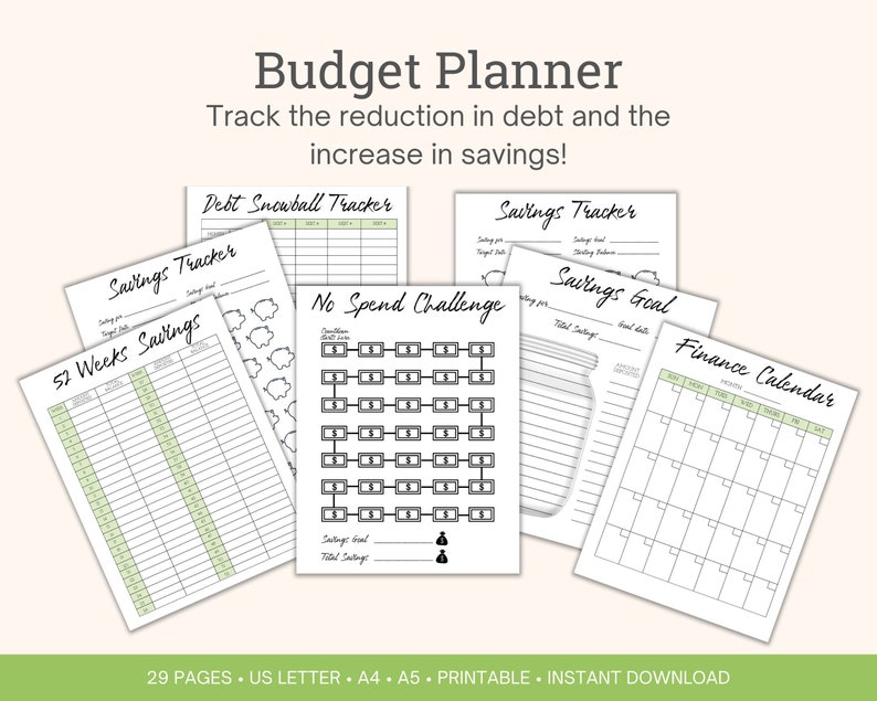 Printable Budget Planner Bundle | Finance & Savings Trackers (PDF)
