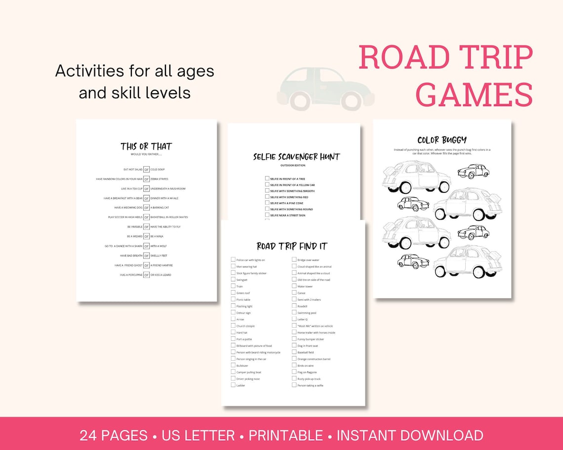 Road Trip Games Printable for Kids Car Games Kids Travel Games Road ...