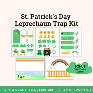Leprechaun Trap printable, Leprechaun Trap kit for kids, St Patrick&#39;s Day craft activity for 5-7 year-olds, Kindergarten craft activity