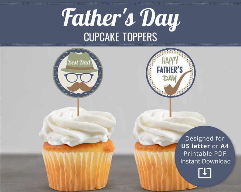 Father's Day Printable Cupcake Toppers Gift or Cookie Bag - Etsy