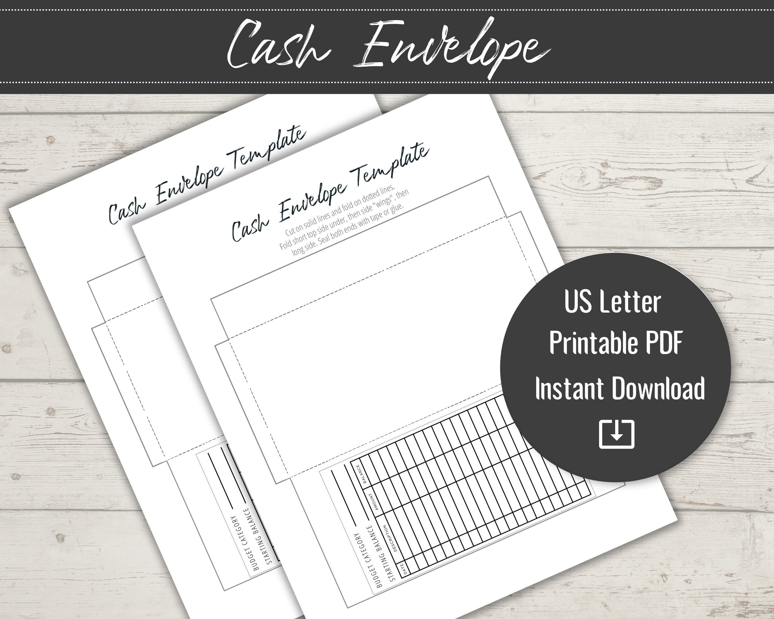 cash envelope printable template printable cash envelope with etsy