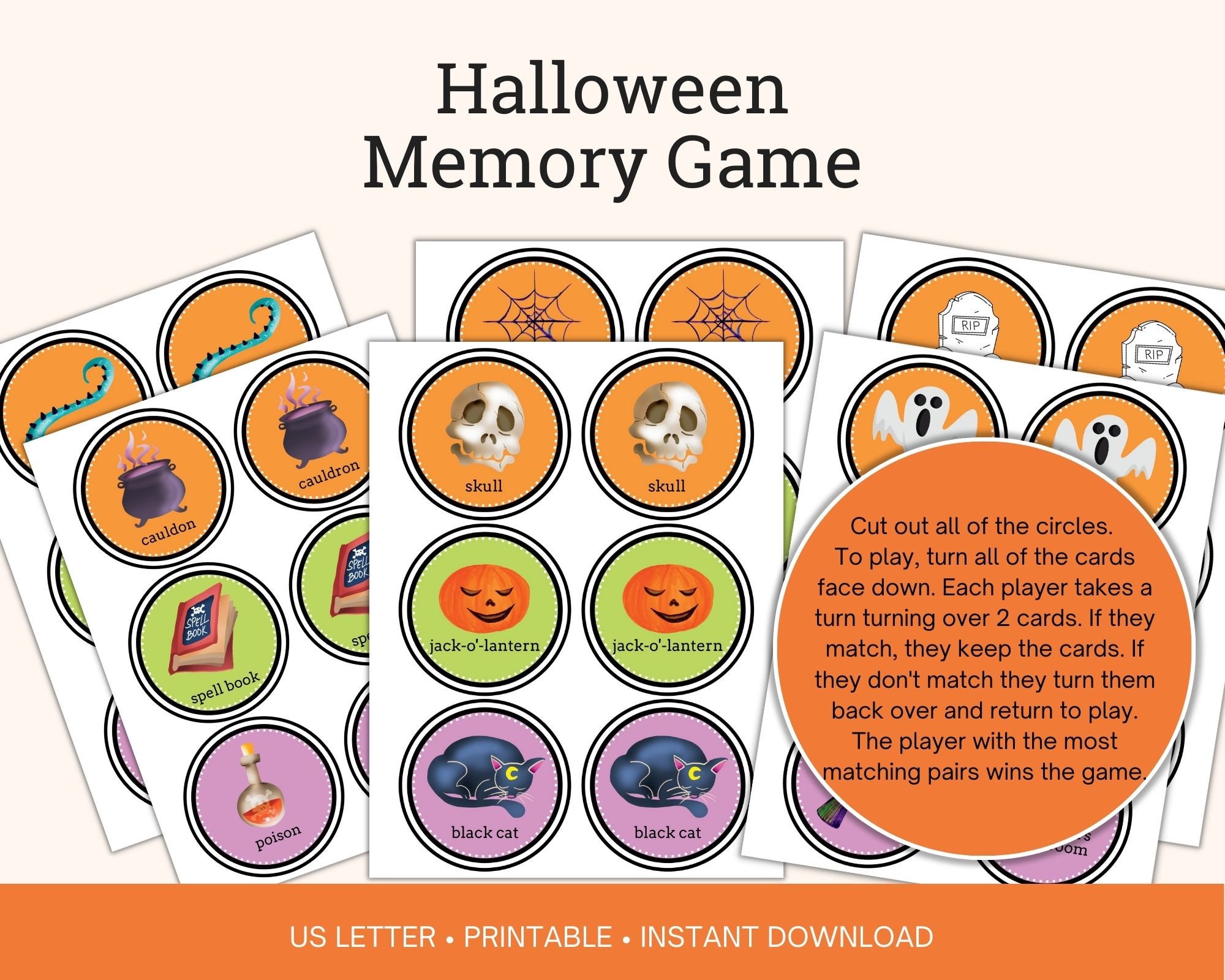 Halloween Memory Game | Printable Party Games | Family Games ...