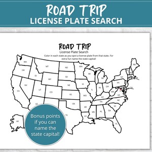 License Plate Search Printable Road Trip Game - Etsy