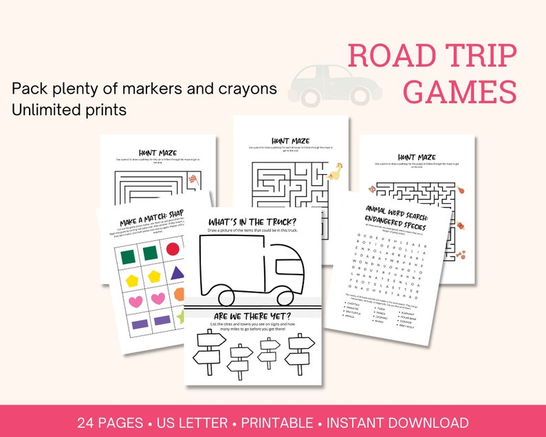 Road Trip Games Printable for Kids Car Games Kids Travel Games Road