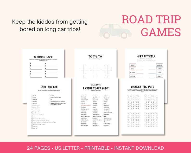 Road Trip Games Printable for Kids | Car Games | Kids Travel Games ...