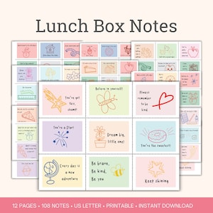 Pacchetto stampabile Lunch Box Notes, Note per il pranzo scolastico per bambini, Note per il pranzo, Affermazioni positive per bambini