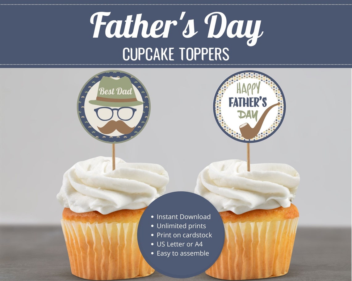 Father s Day Printable Cupcake Toppers Gift Or Cookie Bag Etsy