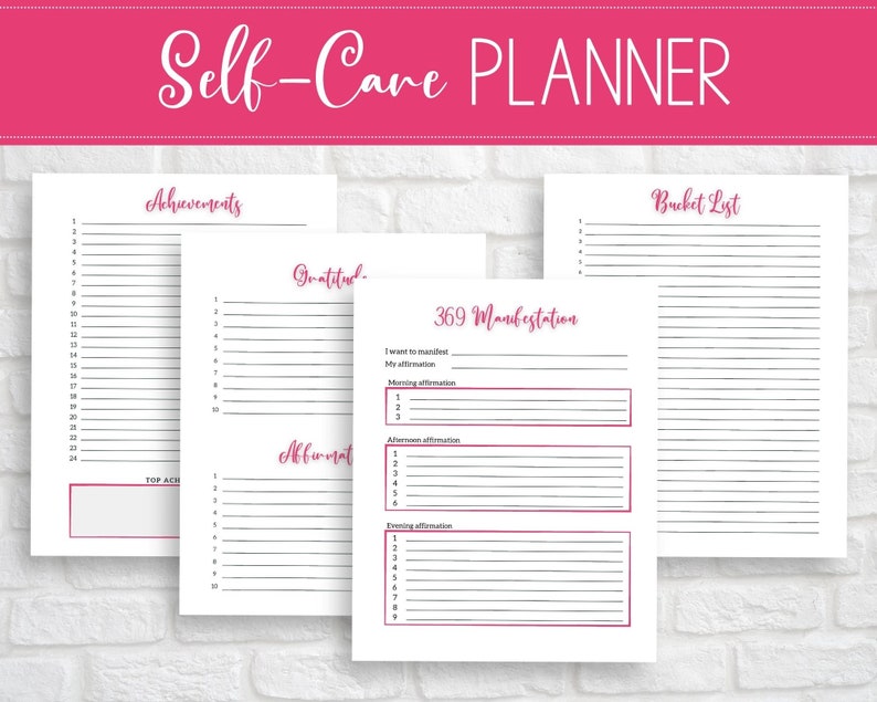Self Care Planner Printable Bundle, Habit Tracker, Gratitude Journal ...