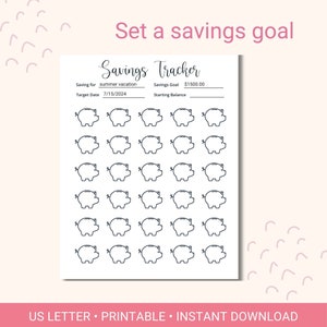 Piggy Bank Savings Tracker Printable, Kids & Adults (digital Download ...