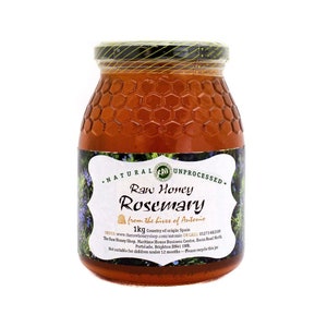 SALDI UE / Miele grezzo di rosmarino biologico / Vincitore del London Honey Awards / Puro e non pastorizzato / Scontato a causa della data di scadenza