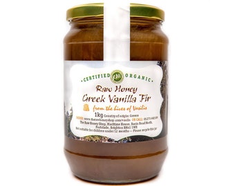 RARE Greek Organic Vanilla Fir Raw Honey | Low Glucose | Pure, Unpasteurised & Unprocessed | Only Found in Greece (1kg)