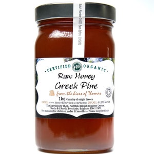 Greek Pine Raw Honey | Certified Organic | Natural, Pure & Unprocessed | Enzyme-rich