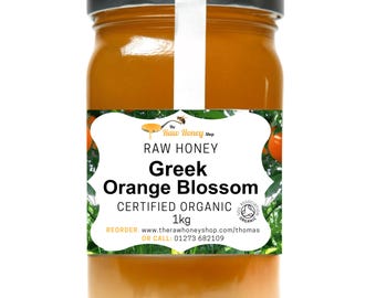 Raw Organic Orange Blossom Honey || Greek Citrus & Floral Honey || 100% Pure Unpasteurised Artisan Honey || Gift for Food Lovers