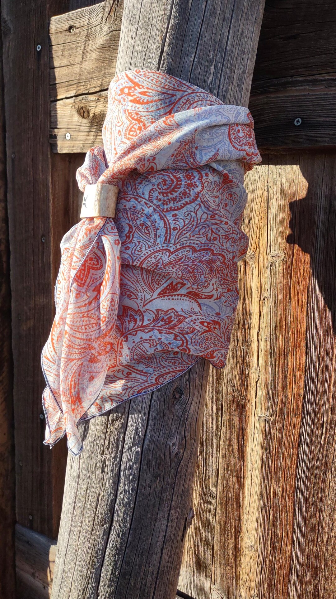 Light Weight Wild Rag, Summer Wild Rag, Blue and Orange Paisley ...