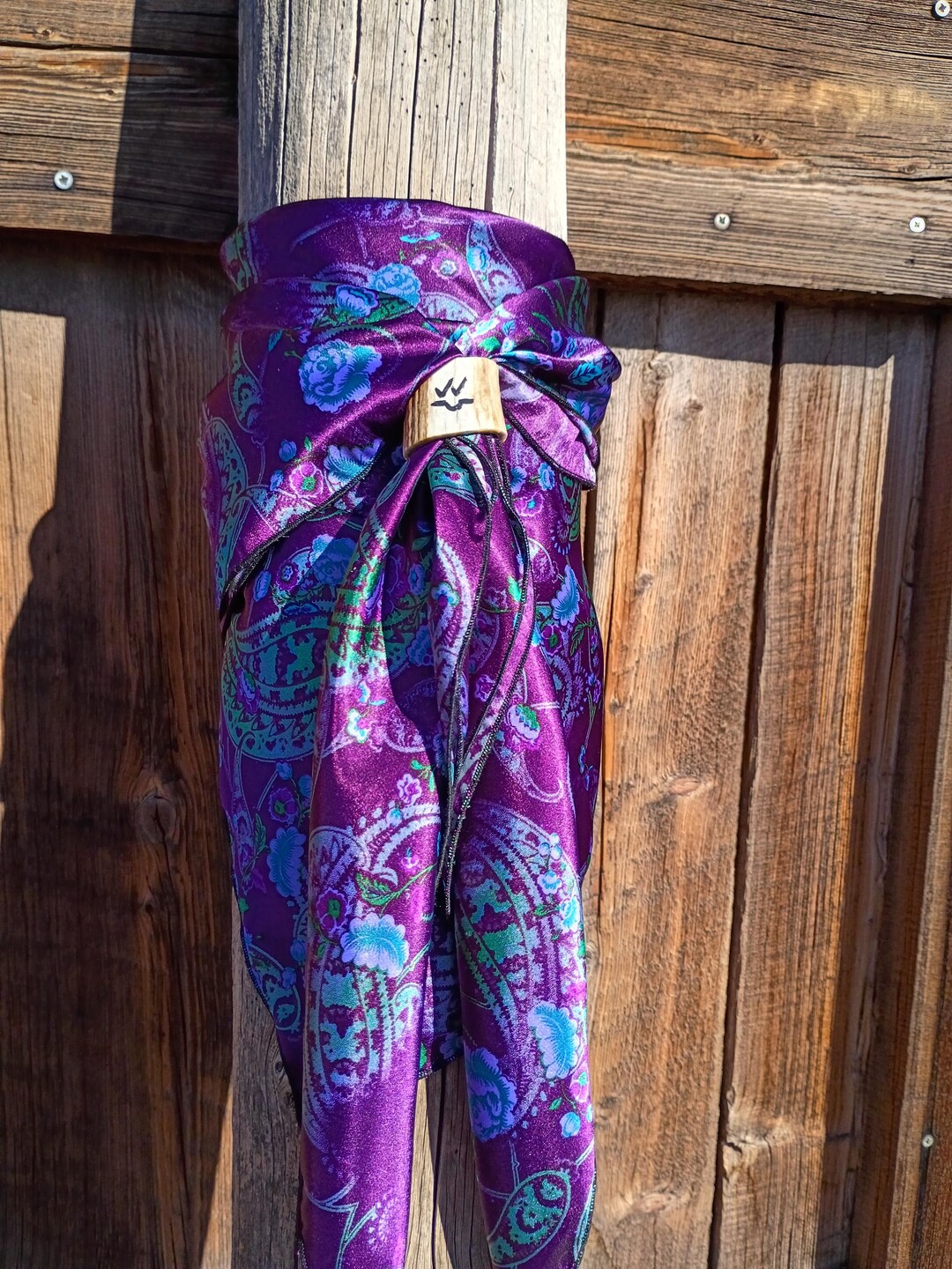 Purple Paisley Wild Rag, Charmeuse Satin Cowboy Scarf - Etsy