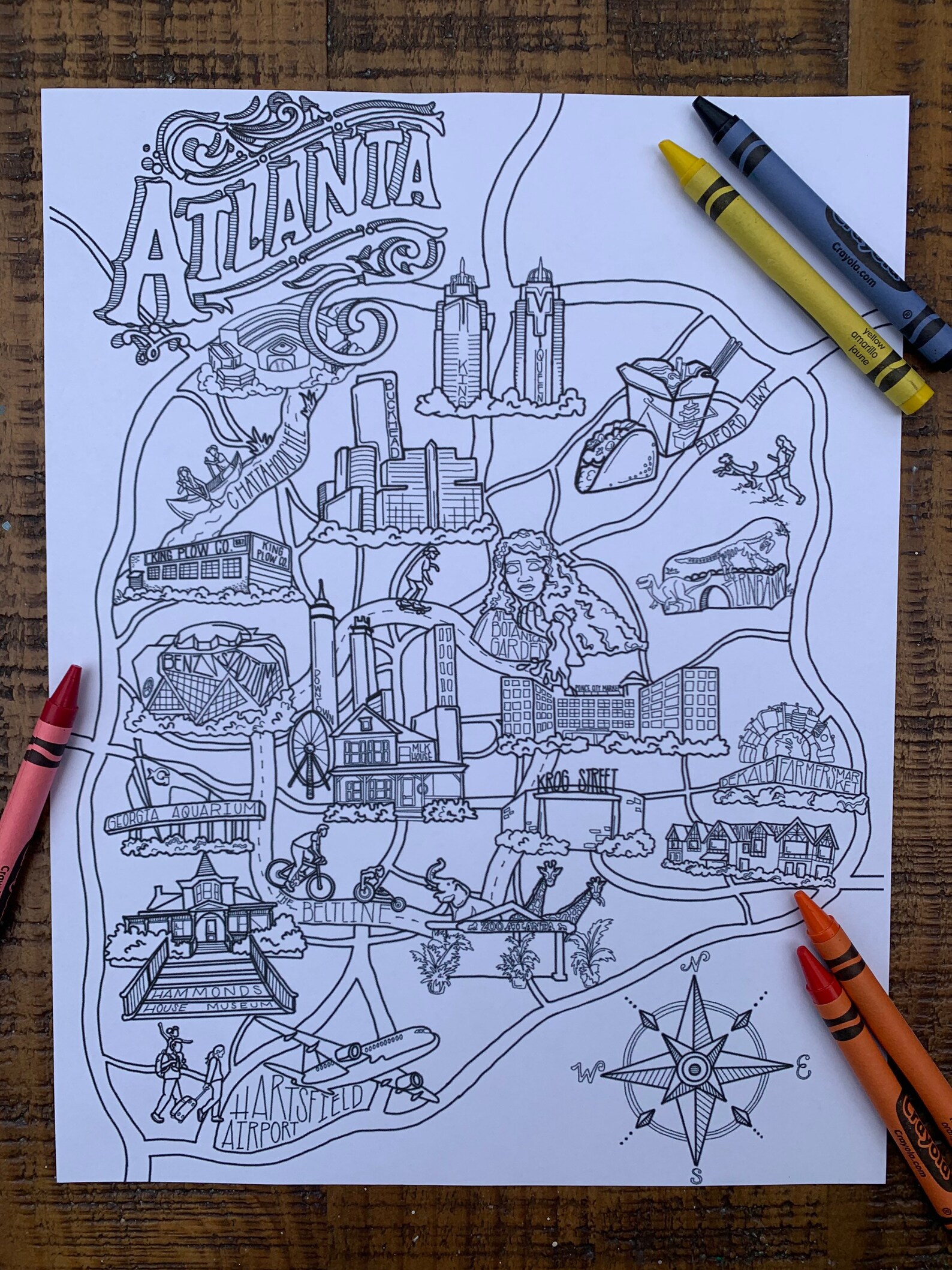 Atlanta Coloring Book Pack. Digital Download Coloring Book. | Etsy