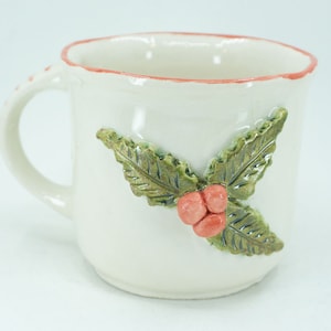 Christmas Holly Berry Big Mug Handmade Winter Berry Cup New Year Gifts Coffee Mugs , Tea Cups , Unique Gifts
