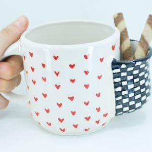 Ceramic Coffee Cup Mug Cookie Tea Bag Holder Pocket Pouch