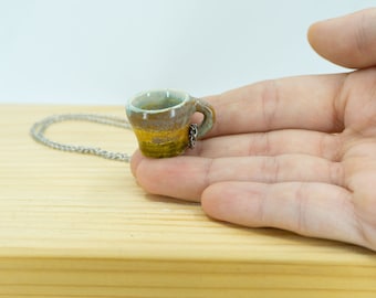 Ceramic Handmade Miniature Mug Necklace , Pendant Necklance Tiny Cup Unique, Home Decor Gift, Gift For Her