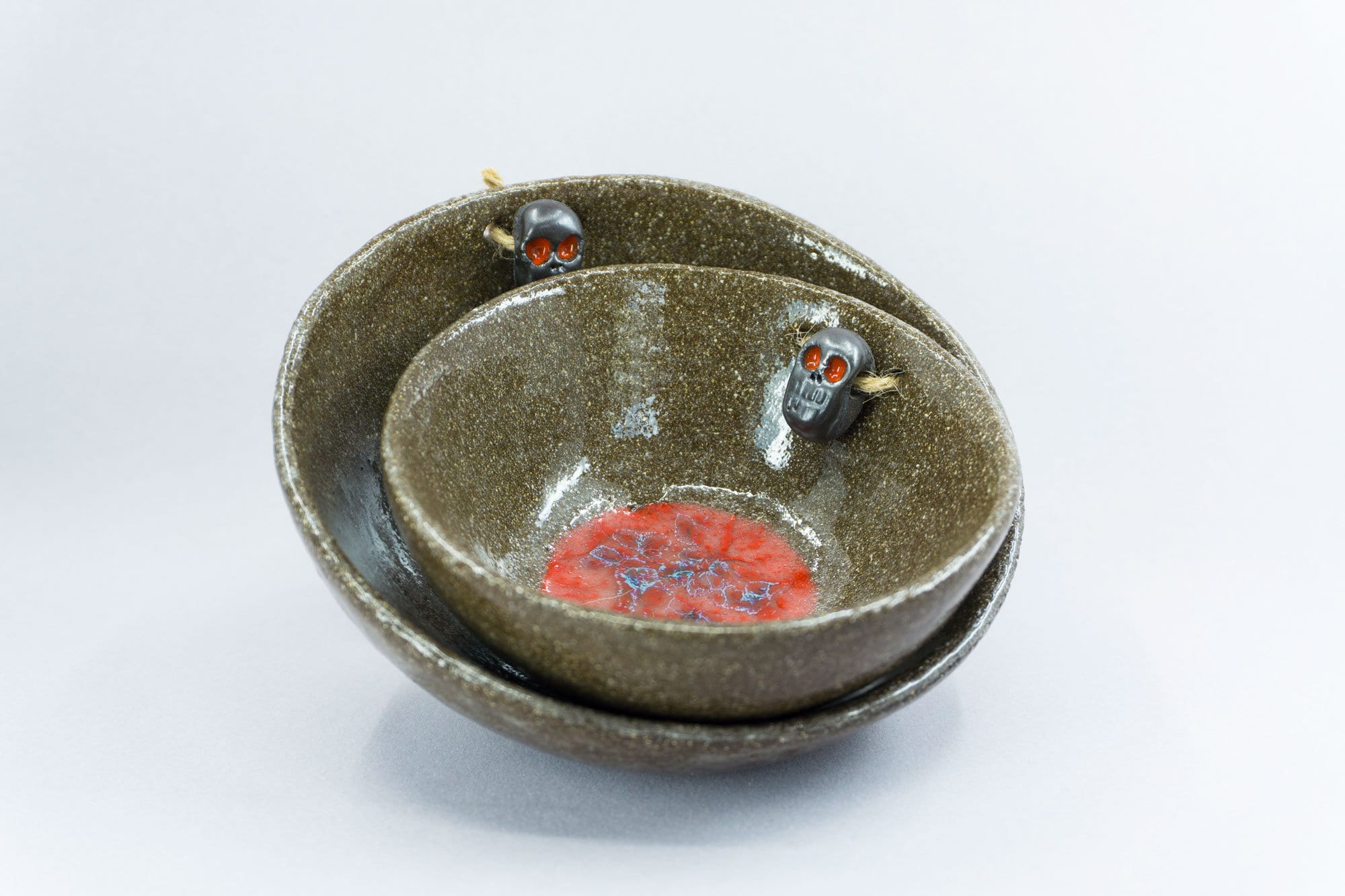 Ceramic Handmade Skull Bowls Set , 2 Pieces Bowls Set, Dart Art Kitchen