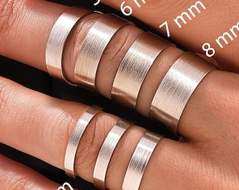 950 Platinum Matte Brushed Wedding Band, Classic Flat Wedding Ring for Men and Women, 2mm to 8mm