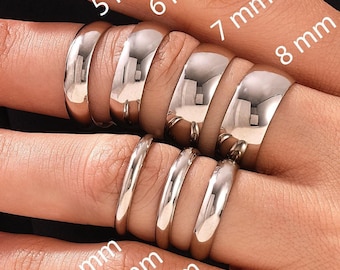 Platinum Wedding Band, Classic Dome Wedding Ring for Men and Women, 2mm to 8mm