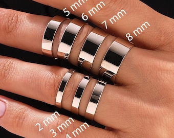 950 Platinum Wedding Band, Flat Polished Wedding Ring for Men and Women, 2mm to 8mm