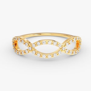 Infinity Ring / Diamond Infinity Ring / 14k Gold Diamond Ring for Women / Dainty Diamond Wedding Ring / Real Gold Diamond / Labor Day Sale