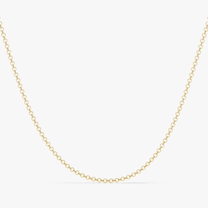 14k Gold 2.0mm Rolo Chain Necklace / Minimalist Dainty Gold Chain Necklace / Solid Gold Belcher Chain Necklace for Women / Layering Chain