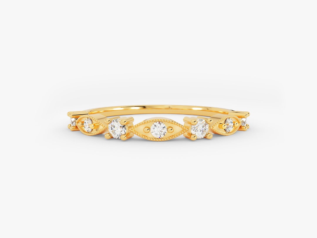 Vintage Stackable Diamond Ring / Art Deco Diamond Wedding Band / 14k ...