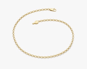 14k Solid Gold Rolo Chain Bracelet / Interlinked Bracelet for Women / Minimalist Gold Chain Bracelet / Gold Belcher Chain Bracelet Hers