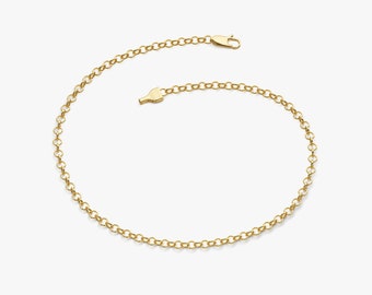 14k Solid Gold Rolo Chain Bracelet / Interlinked Bracelet for Women / Minimalist Gold Chain Bracelet / Gold Belcher Chain Bracelet Hers