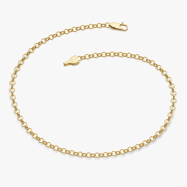 Bracciale a catena Rolo in oro massiccio 14k / bracciale interconnesso per donne / bracciale minimalista a catena d'oro / bracciale a catena Belcher in oro Hers