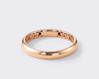 14k Ultralight Wedding Band: Polished Dome - 3mm Wedding Ring