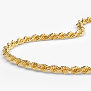 14k Gold Rope Chain Bracelet / 2.5mm Rope Chain Bracelets Womens / Dainty Solid Gold Rope Chain Bracelet / Twisted Layering Chain Bracelet image 3
