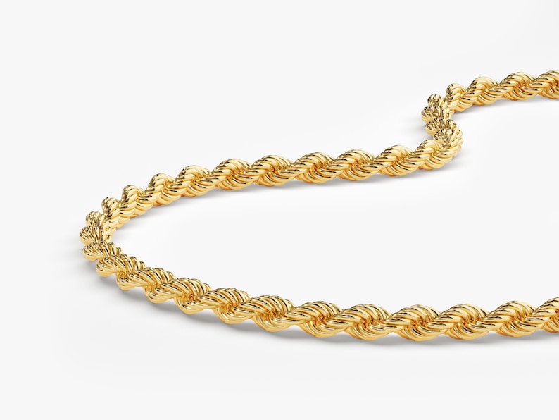 14k Gold Rope Chain Bracelet / 2.5mm Rope Chain Bracelets Womens / Dainty Solid Gold Rope Chain Bracelet / Twisted Layering Chain Bracelet image 3