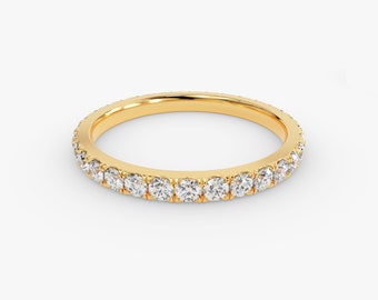 Full Eternity Moissanite Wedding Band, Pave Stacking Ring, Anniversary Gift