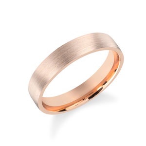 14k Matte Rose Gold Band / FLAT / BRUSHED / Comfort Fit / Men's Women's Wedding Band / Simple Wedding Ring His and Hers / Solid Gold Band