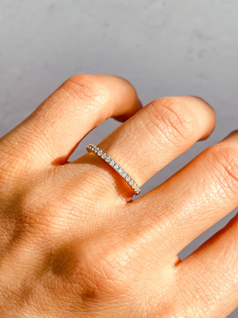 Diamond Half Eternity Band / 14k Half Eternity Diamond Wedding Etsy
