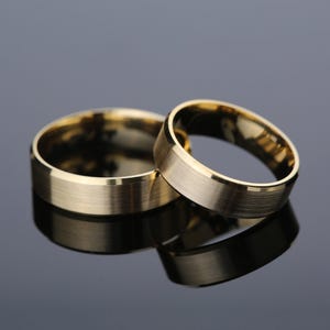 Wedding Band: 6mm Matte Beveled Gold - Solid Comfort Fit image 3